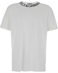Dolce & Gabbana - T-Shirt Con Stampa Logo A Contrasto - Lyst