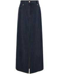 Brunello Cucinelli - Maxi Skirt With Contrasting Stitching - Lyst