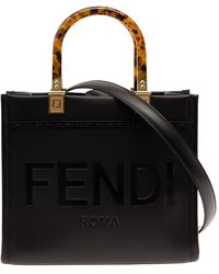 Fendi - 'Sunshine Small' Tote Bag With Embossed Logo And Tortoises - Lyst