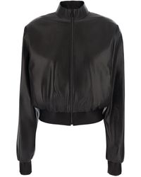 Gucci - Cropped Leather Bomber Jacket Coat - Lyst