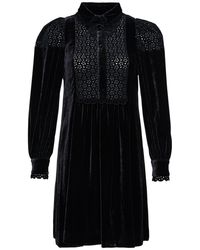Giovanni bedin Perforated Velvet Dress In Viscose Blend - Black