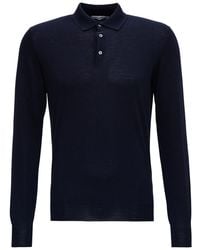 GAUDENZI - Long Sleeve Wool And Silk Polo With Classic Collar And L - Lyst
