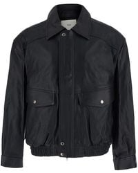 DUNST - Oversized Jacket With Pointed Collar And Grained Leather F - Lyst