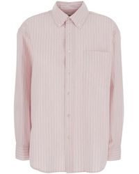 DUNST - Shirt With Button-Down Collar And All-Over Striped Motif In - Lyst