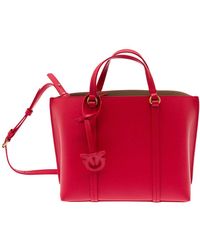 Pinko - 'Classic' Tote Bag With Logo Charm - Lyst