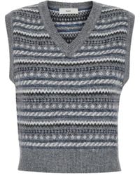 DUNST - Sleeveless Vest With V Neck And All-Over Striped Motif - Lyst
