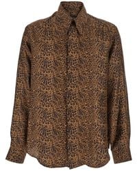 Emporio Armani - Shirt With Leopard Print And Pointed Collar - Lyst