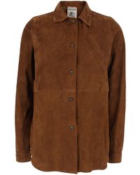 Semicouture - Suede Classic Collar Shirt For - Lyst