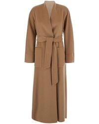 Max Mara - 'Nodo' Coat With No Revers And With A Front Belt - Lyst