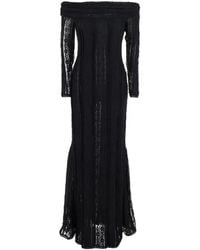 Charo Ruiz - Abito Lungo 'Minerva' Con Scollo Bardot E Ricamo All-Over I - Lyst