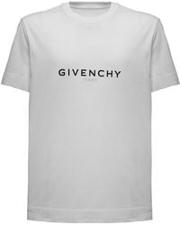 Givenchy - T-shirt bianca di cotone con stampa logo uomo - Lyst