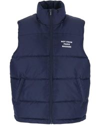 Drole de Monsieur - Sleeveless Down Jacket With Slogan On The Front - Lyst