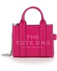 Marc Jacobs - 'The Nano Tote Bag' Fuchsia Key-Chain With Embossed Logo - Lyst