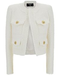 Balmain - Giacca cropped in tweed - Lyst