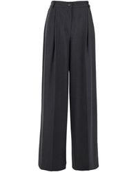 Twinset - Palazzo Pants With Logo Plaque On The Rear And Pences In - Lyst