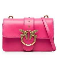 Pinko Borsa a tracolla 'mini love bag icon' con patch logo in pelle liscia fucsia donna - Rosa