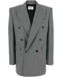 Saint Laurent - Giacca Doppiopetto Con Revers A Lancia E Doppio Spacco S - Lyst