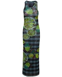 OTTOLINGER - Long Asymmetric Dress With Cut-out And Lemon Print In Mesh - Lyst