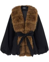 ROTATE BIRGER CHRISTENSEN - Faux Fur Collar Jacket Recycled Polyester Coat - Lyst