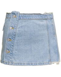 ANDERSSON BELL - E Denim Pleated Miniskirt In Cotton Woman - Lyst
