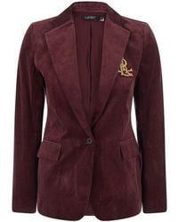 Ralph Lauren - Notched Collar Tech Fabric Blazer With Button Front And Side Pockets - Lyst