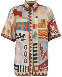 ALÉMAIS - 'Michelle' Shirt With Classic Collar And All-Over G - Lyst