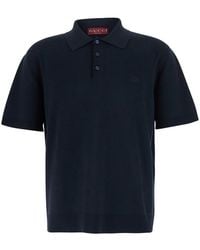 Gucci - Polo Shirt With Classic Collar And Gg Embroidery On The Front - Lyst