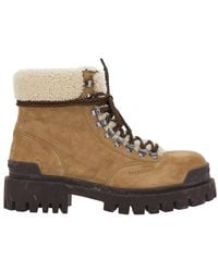 Balenciaga - 'Strike' Ankle Boots With Fur Lining And Logo Letteri - Lyst