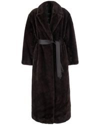 Pinko - Coat With Lapel Collar And Waist Belt - Lyst