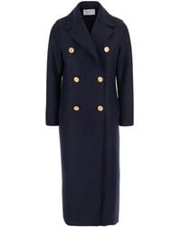 Harris Wharf London - Double-Breasted Coat With Wide Notched Rever - Lyst