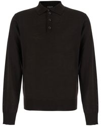 Emporio Armani - Polo Collar Long Sleeve Tech Fabric Shirt With Front Button Closure And Chest Logo - Lyst