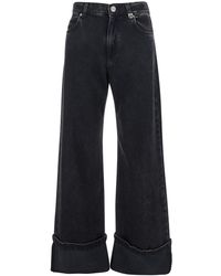 Pinko - 'Wanda' Jeans With Logo Plaque On The Loop And Turn-Up Hem - Lyst