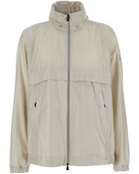 Moncler - 'Negara' Jacket With Logo Print On The Front And Removable Hood - Lyst