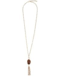 Twinset - Tone Chain-Link Necklace With Gemstone And Tassel Pendant - Lyst