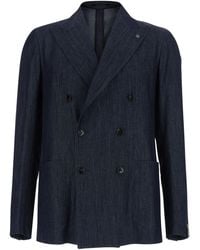 Tagliatore - Double-Breasted Jacket With Peak Revers - Lyst