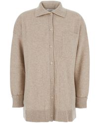 Max Mara - 'Bull' Cardigan With Classic Collar And One Front Patch - Lyst