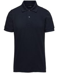 Tom Ford - E Polo T-shirt With Embroidered Tone On Tone Logo In Cotton Man - Lyst