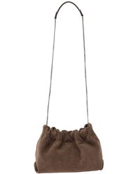 Brunello Cucinelli - 'Soft' Shoulder Bag With Precious Chain - Lyst