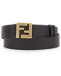 Fendi - Reversible Belt With Ff Metal Buckle - Lyst