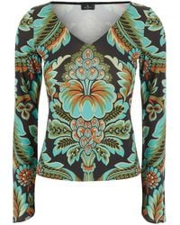 Etro - Top Con Scollo A V E Stampa Floreale All-Over - Lyst