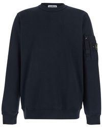 Stone Island - Sweatshirt With Crewneck And Logo Patch On Sleeve In - Lyst