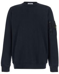 Stone Island - Sweatshirt With Crewneck And Logo Patch On Sleeve In - Lyst