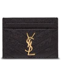 Saint Laurent - Quilted Leather Card Holder With Logo - Lyst
