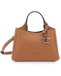 Tod's - Handbag With Adjustable And Removable Shoulder Strap And T Plaque Pendant On The Front - Lyst