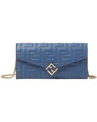 Fendi - Mini Bag With Chain-Link Shoulder Strap And All-Over Ff Emb - Lyst