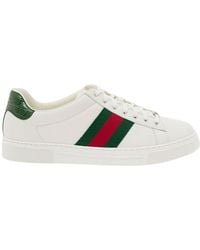 Gucci - 'Ace' Low Top Sneakers With Web Details - Lyst