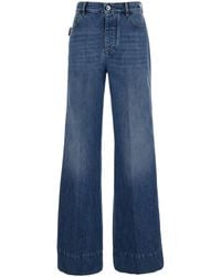 Bottega Veneta - Palazzo Pants With Logo Patch - Lyst
