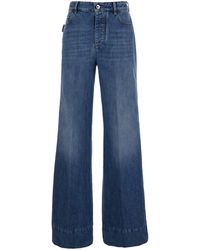 Bottega Veneta - Palazzo Pants With Logo Patch - Lyst