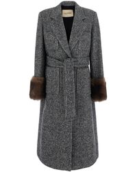Valentino - Double-Breasted Coat With Belt - Lyst