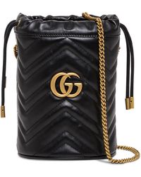 Gucci - Crossbody Leather Bucket Bag With Logo - Lyst